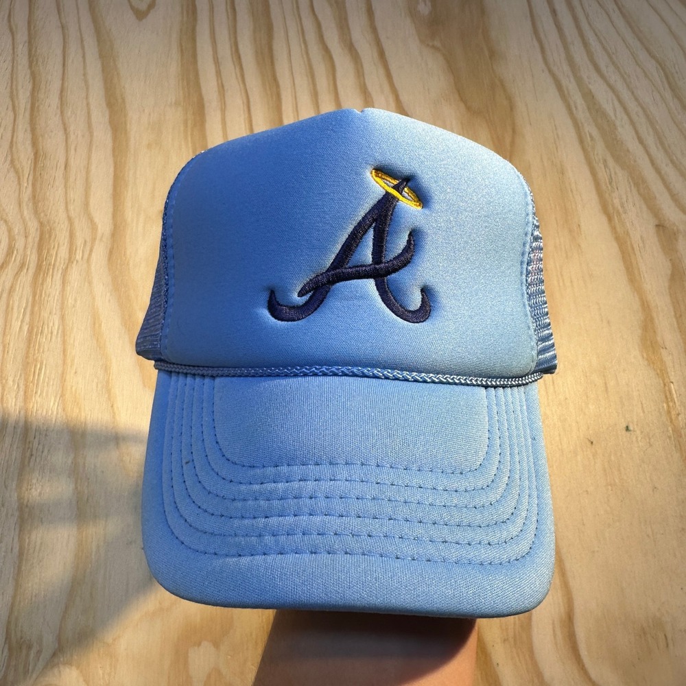 Nissun Blue Trucker Hat Embroidered A Halo Logo Mesh Snapback Cap